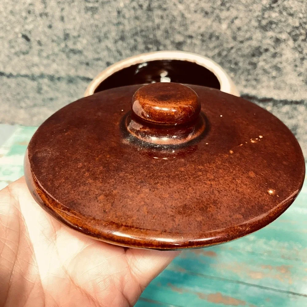 Vintage McCoy Pottery Brown Drip Glaze Cookie Jar With Lid 7024 USA